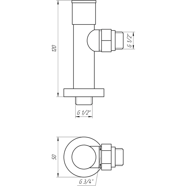 Кран вентильный угловой с американкой SOLOMON LUX 1/2″ CHROM 7777 (2шт.КОМПЛЕКТ) - изображение 4