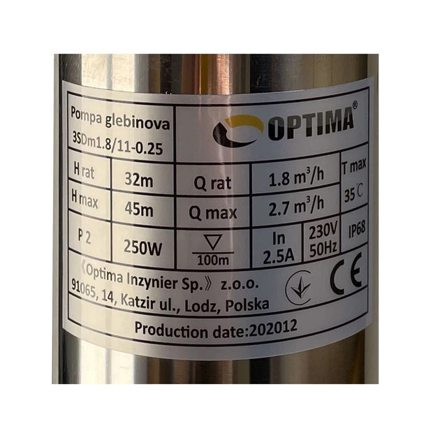 Насос скважинный с пов,уст, к песку 3″ OPTIMA 3SDm1,8/11 0,25 кВт 45м + пульт+кабель 1,5м NEW - изображение 3