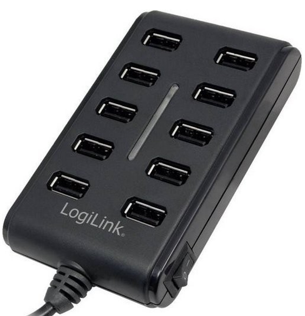 Hub USB 10 w 1 Logilink USB 2.0 (4052792006896) - obraz 2