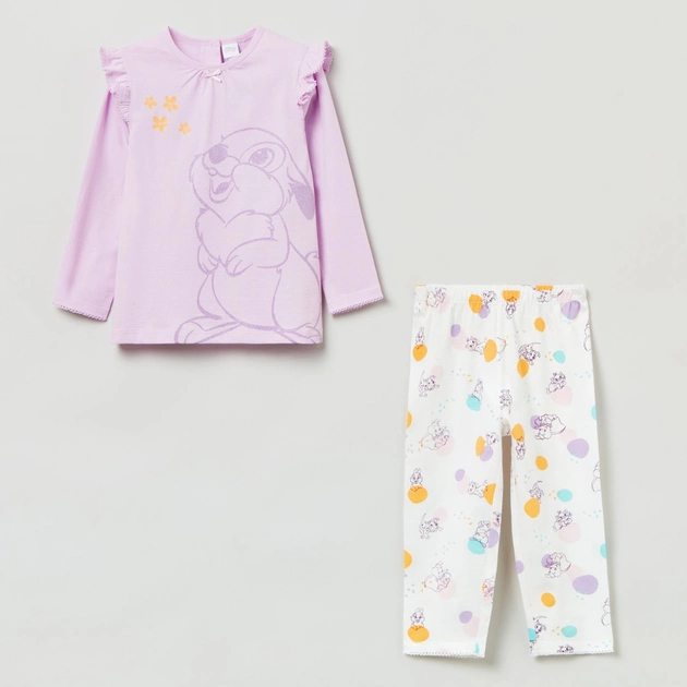 Piżama (koszulka z długim rękawem + spodnie) dziecięca OVS Pyjama Girl Lilac Snow 1816685 92 cm Różowa (8056781495582) - obraz 1
