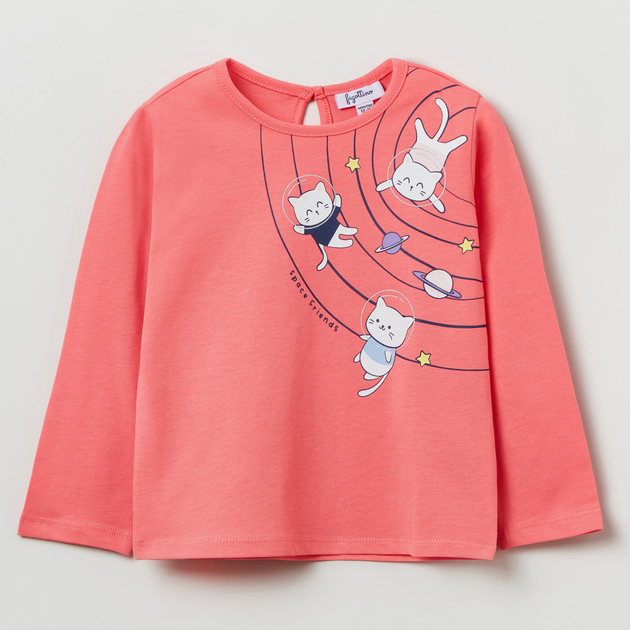 Koszulka z długim rękawem dziewczęca OVS T-Shirt W/Pr Shell Pink 1817543 92 cm Różowa (8056781510193) - obraz 1