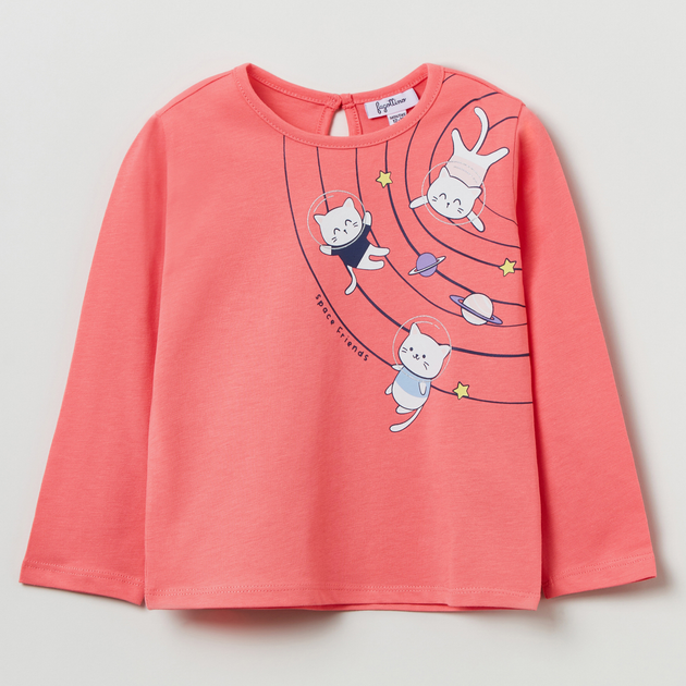Koszulka z długim rękawem dziewczęca OVS T-Shirt W/Pr Shell Pink 1817543 80 cm Różowa (8056781510179) - obraz 1