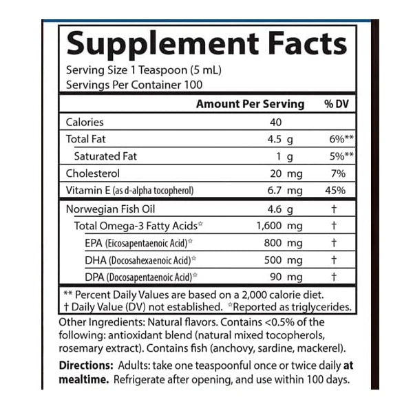 Омега 3 Carlson Labs The Very Finest Fish Oil 500 ml /100 servings/ Lemon - зображення 2
