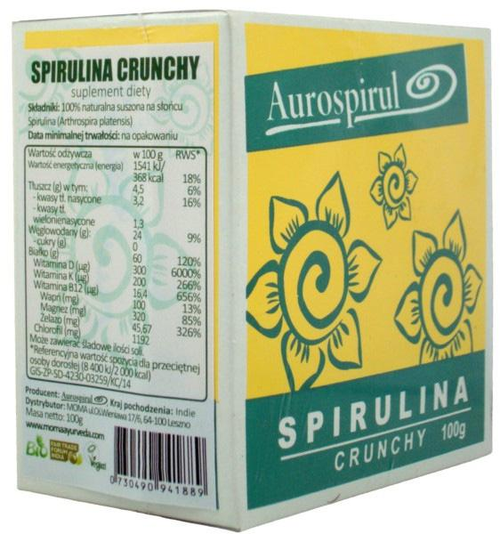 Suplement diety Aurospirul Spirulina Crunchy 100 g na oczyszczanie (730490941889) - obraz 1