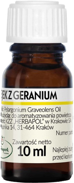 Eteryczny olejek Herbapol Geranium 10 ml (5903850016229) - obraz 1