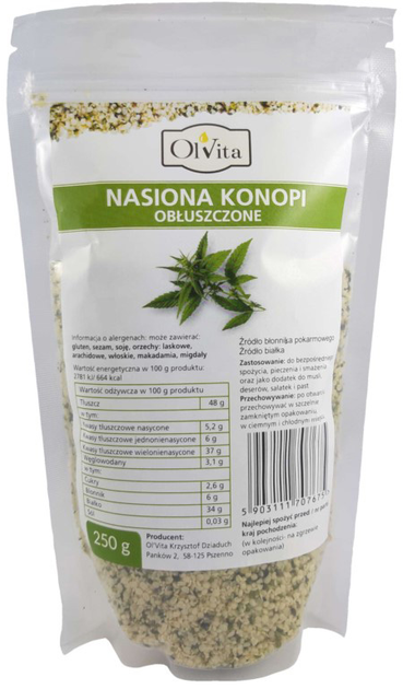 Olvita Nasiona Konopi Obłuszczone 250 g (5903111707675) - obraz 1