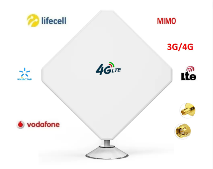 Зовнішня панельна всеспрямована 3G/4G LTE антена 2х9 dBi 700-2700 MHz MIMO - зображення 2