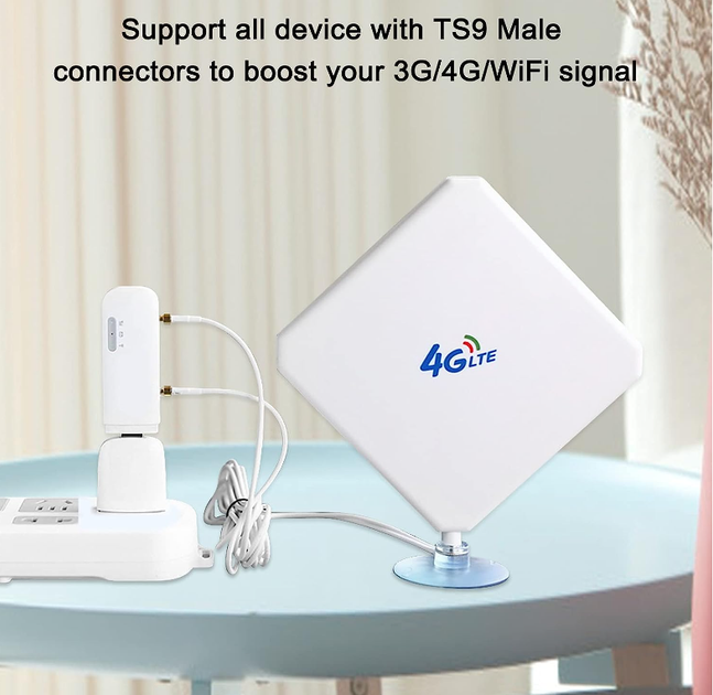 Зовнішня панельна всеспрямована 3G/4G LTE антена 2х9 dBi 700-2700 MHz MIMO - зображення 4