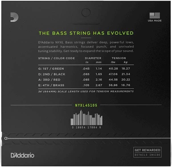 Струны для бас-гитары D'Addario NYXL45105 LIGHT TOP / MED BOTTOM (45-105) - изображение 3
