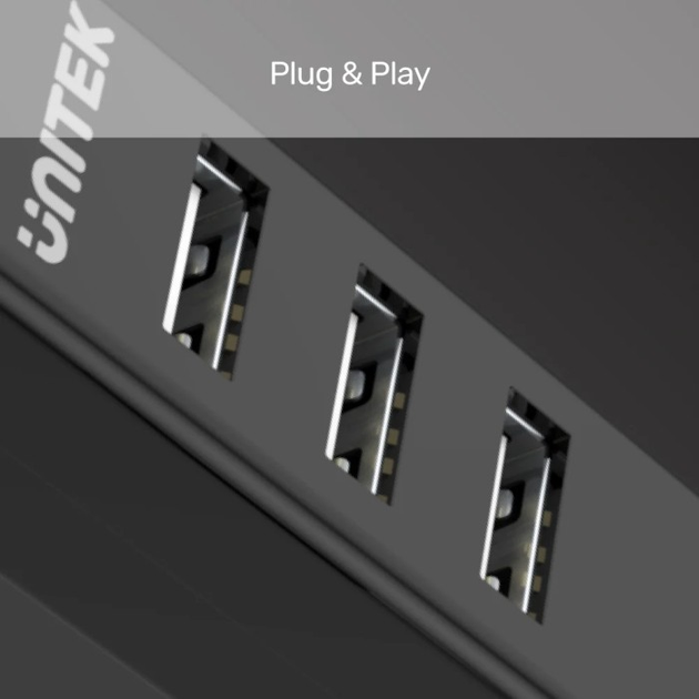 Hub USB Unitek USB 2.0 4-w-1 (Y-2140-CZARNY) - obraz 5