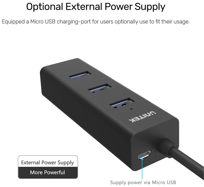 USB-хаб Unitek USB 3.0 4-in-1 (4894160017222) - зображення 3