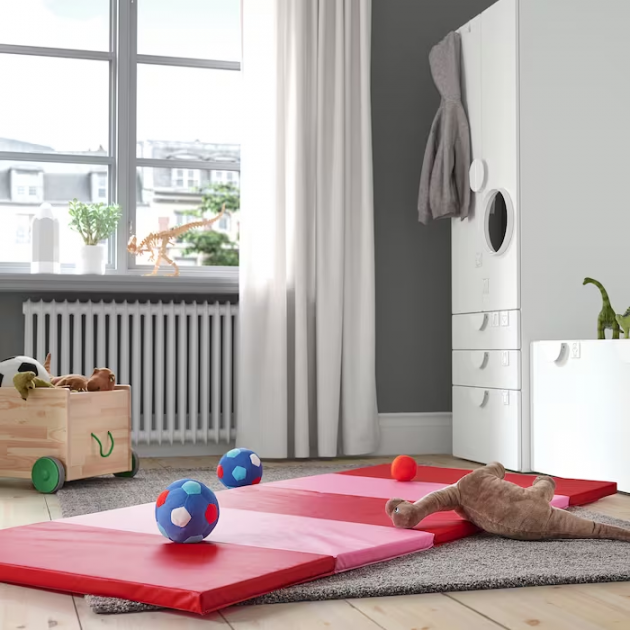 Складной гимнастический коврик IKEA PLUFSIG ПЛУФСИГ 505.522.73 красный/розовый - изображение 4