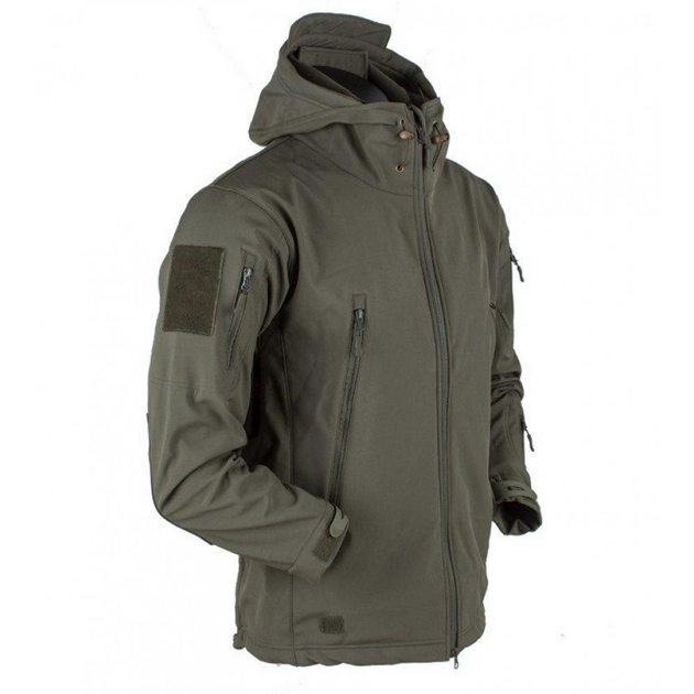 Чоловіча демісезонна Куртка з капюшоном Softshell Shark Skin 01 на флісі до -10°C олива розмір M - зображення 1