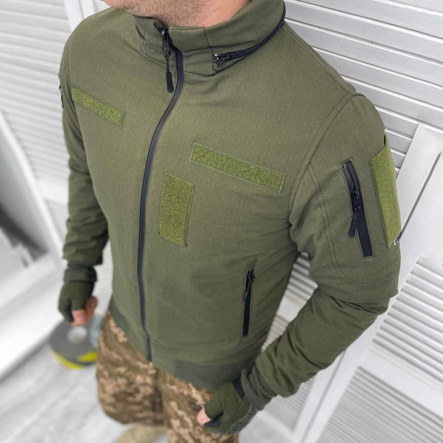 Мужская демисезонная Куртка рип-стоп с эластичными манжетами и водонепроницаемой подкладкой олива размер XXXL - изображение 1