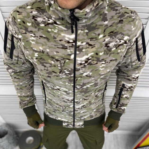 Мужская флисовая Куртка с капюшном и липучками под шевроны мультикам размер XL - изображение 1