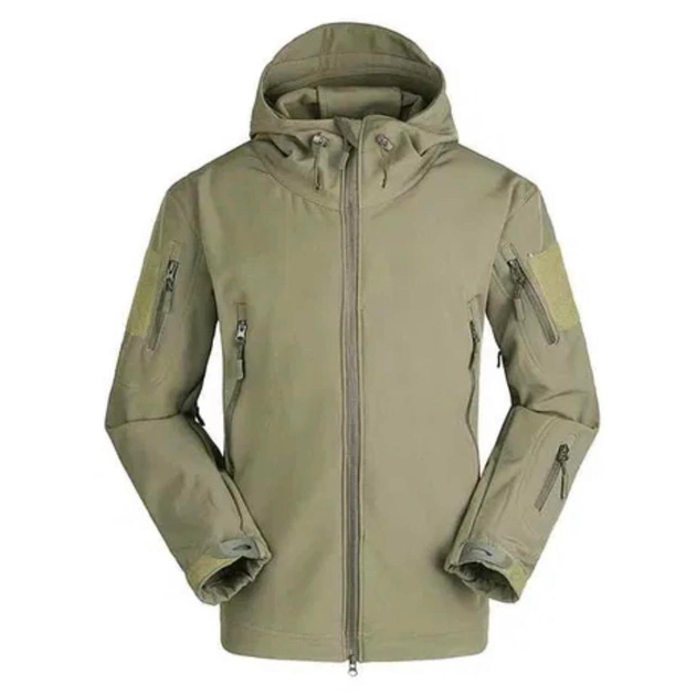 Чоловіча демісезонна Куртка з капюшоном Softshell Shark Skin 01 на флісі до -10°C олива розмір XXXL - зображення 2