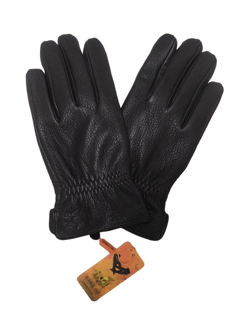 Шкіряні чоловічі рукавиці з вовняною підкладкою чорні розмір XL - зображення 2