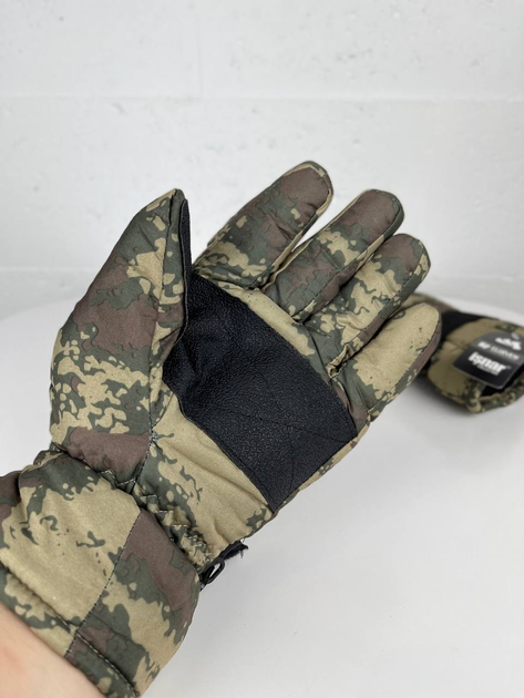 Водонепроницаемые Зимние перчатки на синтепоне с флисовой подкладкой камуфляж размер M - изображение 2