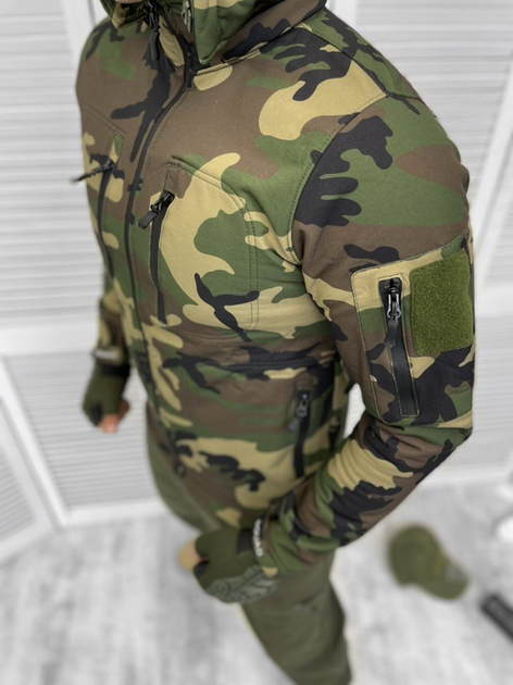 Мужская зимняя Куртка Soft Shell с капюшоном в цвете мультикам размер L - изображение 2