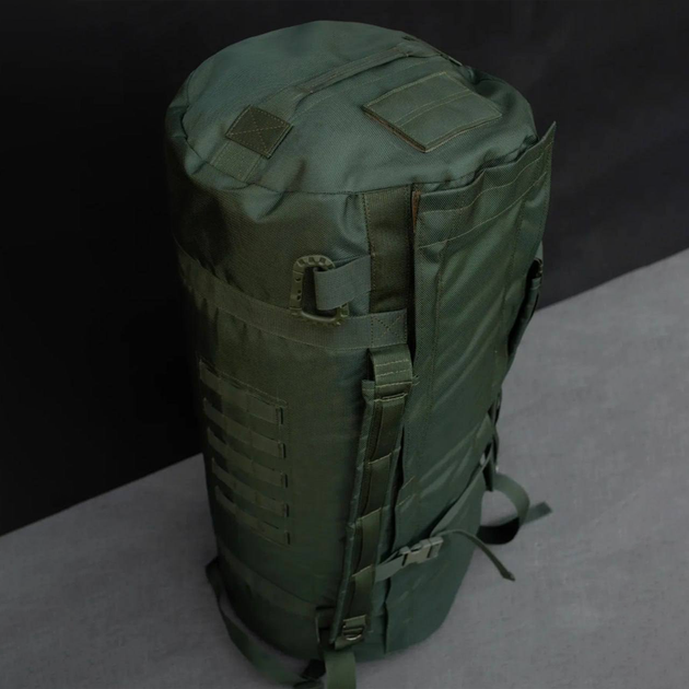 Баул-Рюкзак на 100л Cordura 1000 D / Вместительная сумка со съемным креплением для каремата олива / - изображение 2
