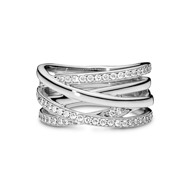 Серебряное кольцо No Brand Сияющие линии 190919CZ 48 - изображение 2