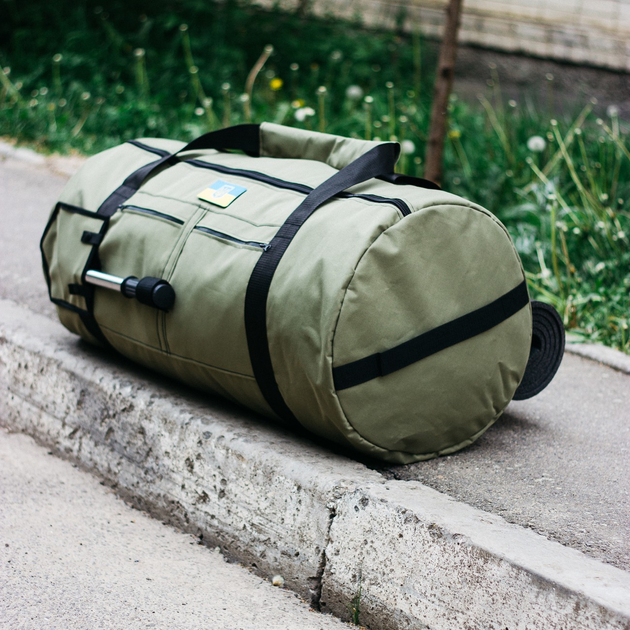 Тактична сумка-баул 120л армійська Оксфорд олива з кріпленням для каремату та саперної лопати. - зображення 2