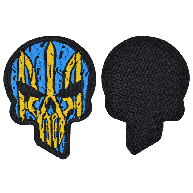 Нашивка на липучці Череп Punisher із Тризубом (жовто-блакитний) - зображення 1