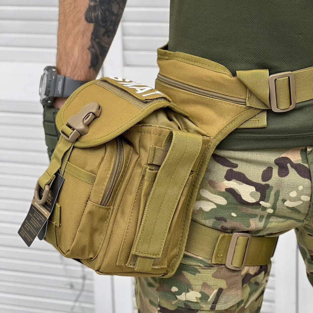 Поясна Сумка на ногу Cordura 1000D з 5-ма кишенями койот розмір 30,5x12,5х22,8 см - зображення 1