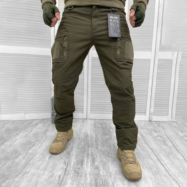 Зимові чоловічі Штани Mil-Tec Softshell Assault на флісі / Теплі водонепроникні Брюки олива розмір XXL - зображення 2