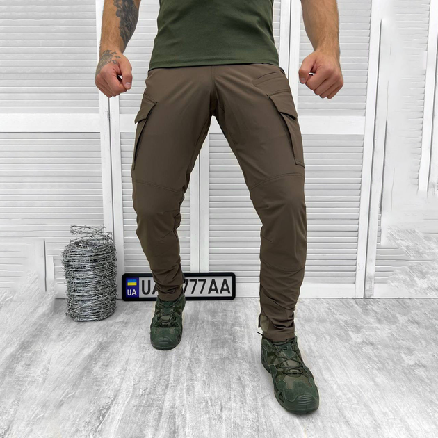 Чоловічі міцні Штани із накладними кишенями та манжетами / Щільні еластичні Брюки Capture олива розмір L - зображення 1