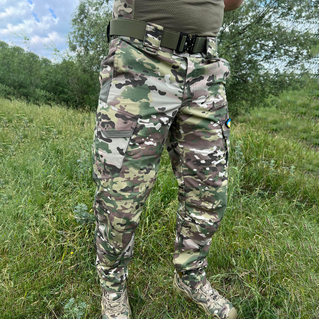 Мужские крепкие Брюки «Кайман» с накладными карманами / Плотные Брюки рип-стоп мультикам размер 2XL - изображение 2