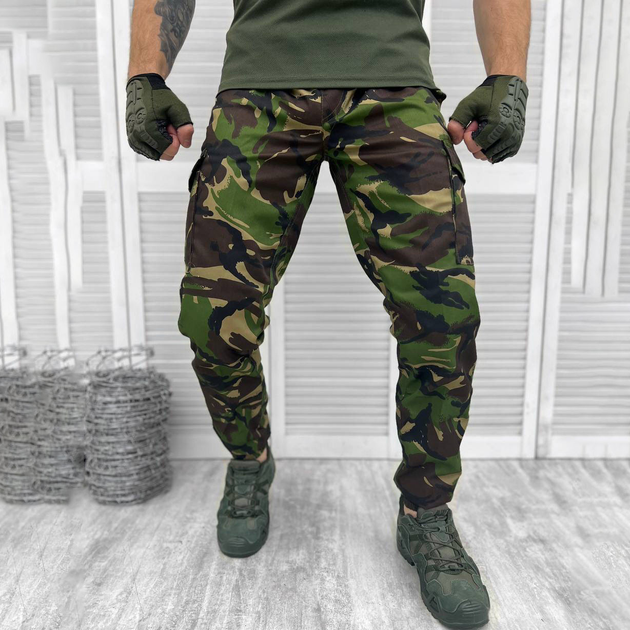 Чоловічі міцні Штани з накладними кишенями та манжетами / Щільні Брюки саржа мультикам розмір 2XL - зображення 1