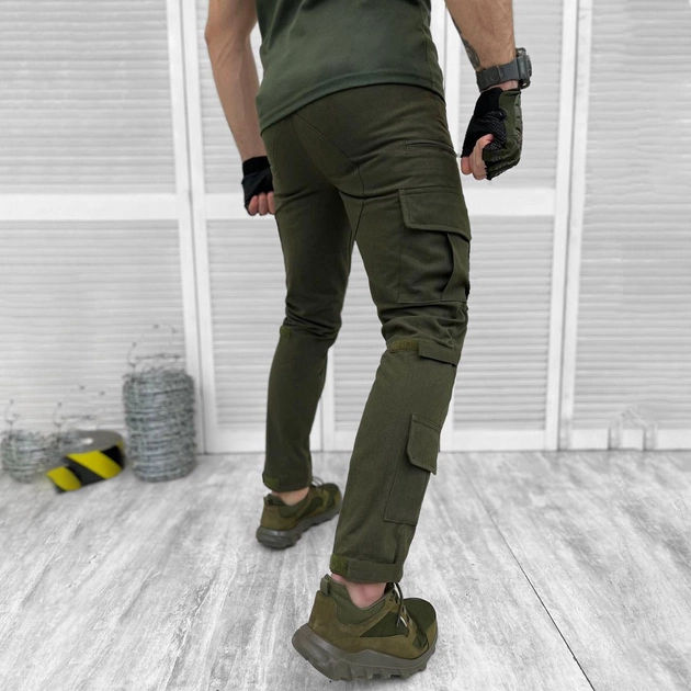 Чоловічі щільні Штани із відсіками для Наколінників / Еластичні Брюки ріп-стоп олива розмір XL - зображення 2
