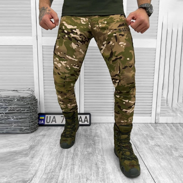 Легкі чоловічі Штани Ріп-стоп з регулюваними стяжками під колінами / Міцні Брюки мультикам розмір S - зображення 1