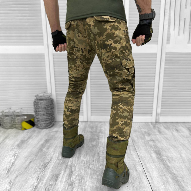 Чоловічі статутні Штани з накладними кишенями та манжетами / Міцні Брюки ріп-стоп піксель розмір M - зображення 2