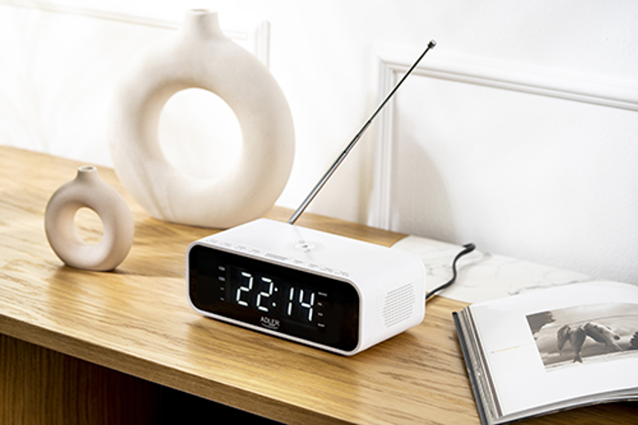 Radiobudzik Adler AD 1192W Wireless Charger White(5903887808385) - obraz 10