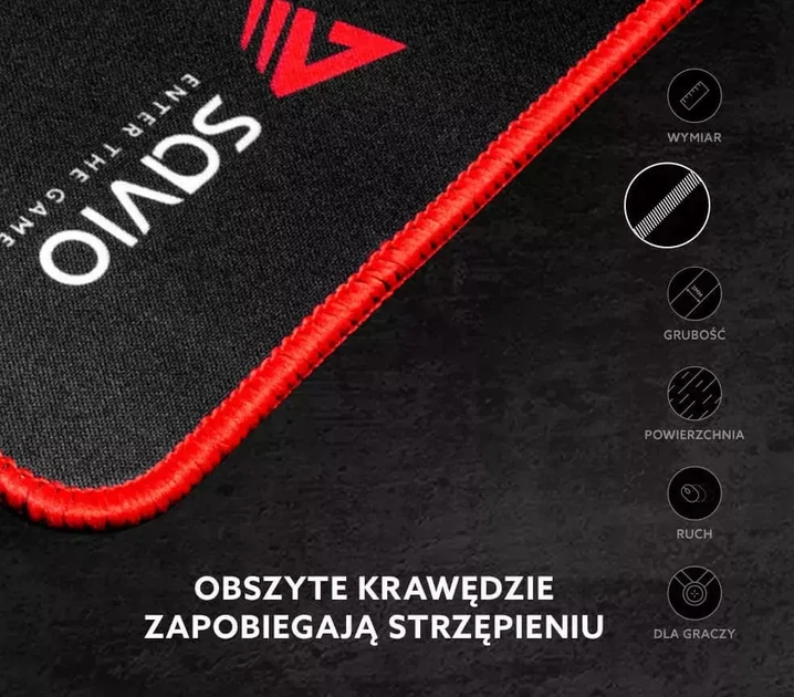 Podkładka pod mysz i klawiaturę Savio Turbo Dynamic L 700 x 300 x 3 mm Black-Red (SAVGTDL) - obraz 4