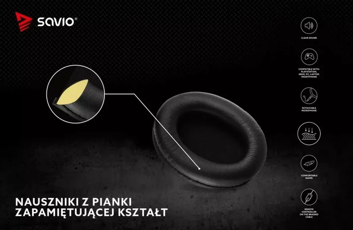 Słuchawki z mikrofonem Savio Stratus Black (SAVGH-STRATUS) - obraz 11