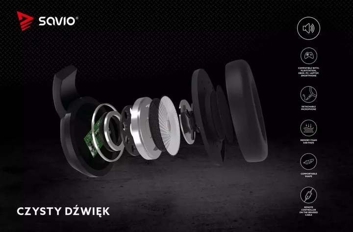 Навушники з мікрофоном Savio Nexus Black (SAVGH-NEXUS) - зображення 8