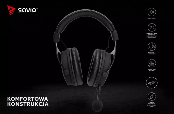 Навушники з мікрофоном Savio Nexus Black (SAVGH-NEXUS) - зображення 11