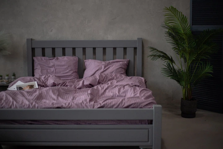 Комплект постельного белья Satin Stripe Plum 100% хлопок 215х150 см 70х70 см полуторный - изображение 2