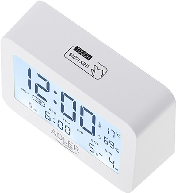 Настільний годинник-будильник Adler AD 1196w White (5903887809436) - зображення 4