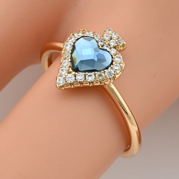 Каблучка Xuping з кристалами Swarovski 83229 ширина 11 мм колір джинсовий позолота 18К17 - Фото 3 Каблучка Xuping з кристалами Swarovski 83229 ширина 11 мм колір джинсовий позолота 18К17 - зображення 3