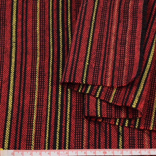 Ткань этно черная, красные, оранжевые, желтые полоски ш.150 (22806.081) - изображение 2