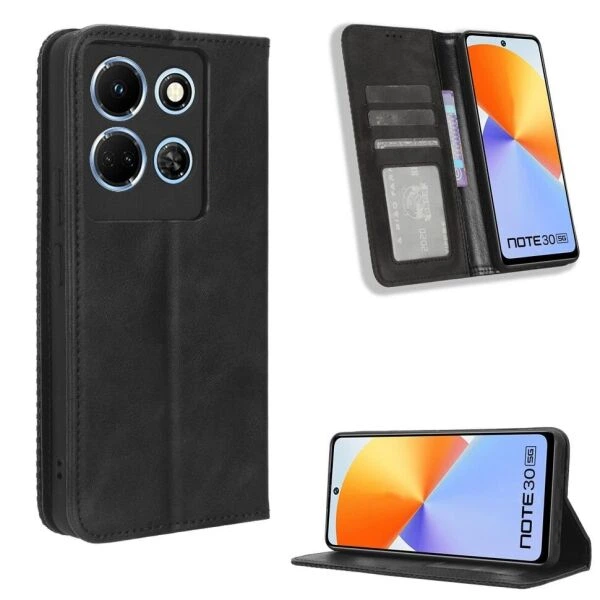 Чехол-книжка Deexe Retro Style для Infinix Note 30 - Black - изображение 6