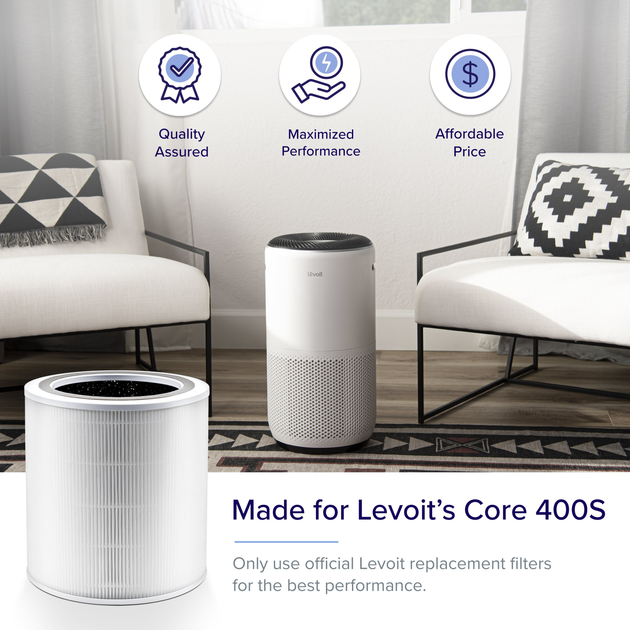 Очиститель воздуха LEVOIT Smart Air Purifier Core 400S White (HEAPAPLVSEU0072) + Фильтр Levoit Air Cleaner Filter Core 400S True HEPA 3-Stage (Original Filter) (HEACAFLVNEU0052) (комплект) - изображение 16