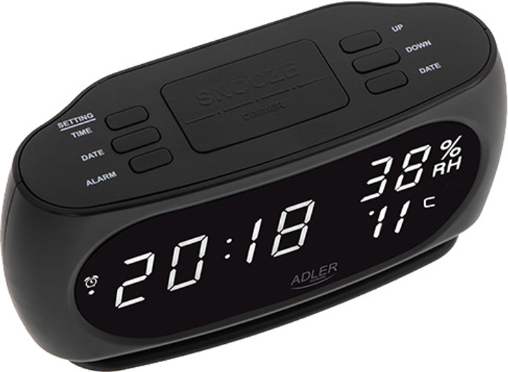 Настільний годинник-будильник Adler AD 1186 Black (5903887805636) - зображення 3