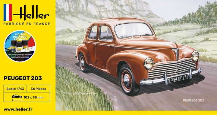 Сборная модель 1/43 автомобиль Peugeot 203 - Стартовый набор Heller 56160 - Фото 2 Сборная модель 1/43 автомобиль Peugeot 203 - Стартовый набор Heller 56160 - изображение 2