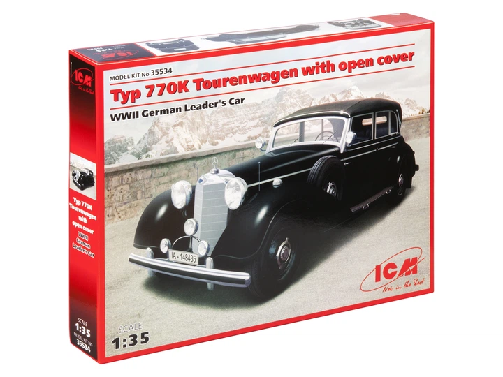 Сборная модель 1/35 Typ 770K Tourenwagen, Автомобиль германского руководства 2 Мировой войны с поднятым тентом ICM 35534 - изображение 8