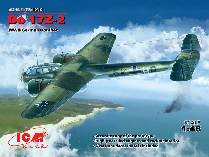 Сборная модель ICM Do 17Z-2, Немецкий бомбардировщик 2 Мировой войны 48244 - Фото 2 Сборная модель ICM Do 17Z-2, Немецкий бомбардировщик 2 Мировой войны 48244 - изображение 2